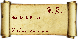 Hanák Rita névjegykártya