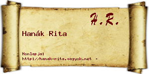 Hanák Rita névjegykártya